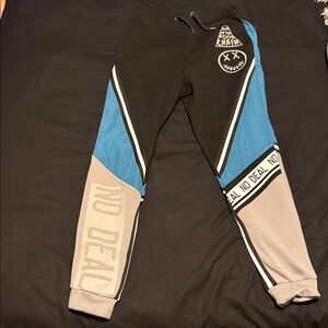 Graphic Joggers with Blue and Gray Accents